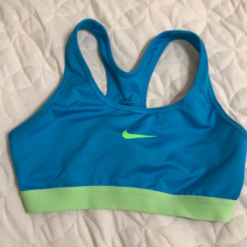 Blue Nike sports bra with Green band!